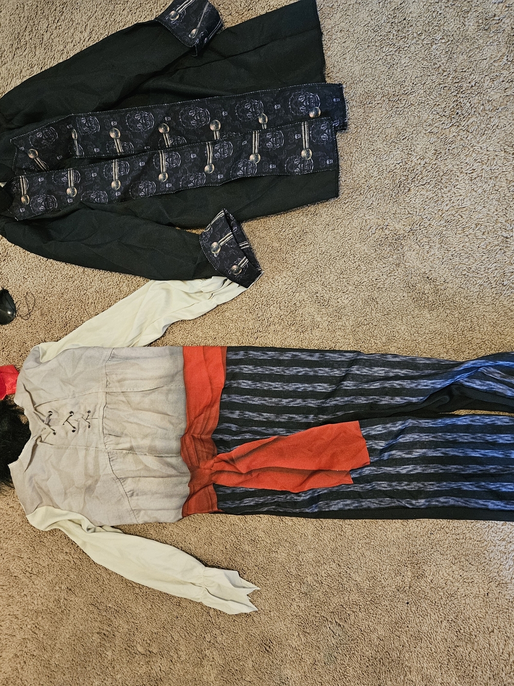 Kids Pirate Costume in Black, Red and Cream